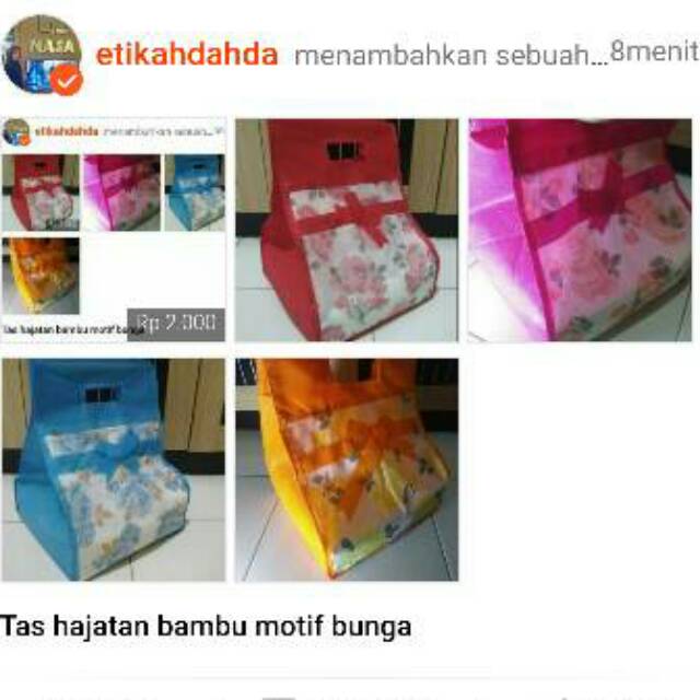 (1Lusin =12 pcs) Tas hajatan bambu motif bunga