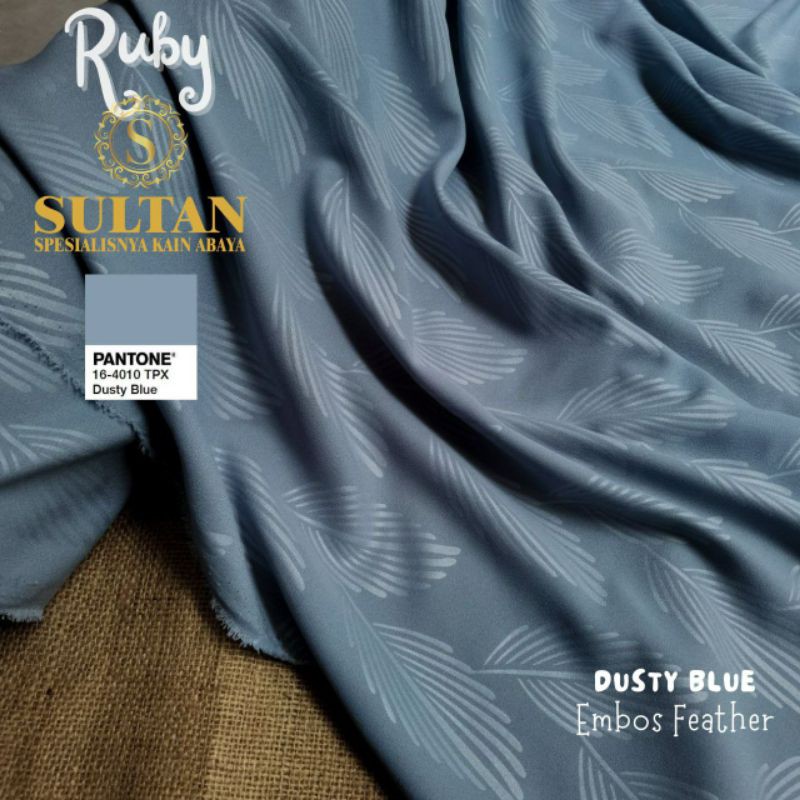 50CM EMBOS FEATHER RUBY DUSTY BLUE WOLLYCREPE KAIN SULTAN