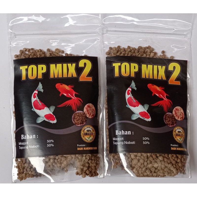 100Gr PELET MAGGOT MAGOT TOP MIX2 ALL SIZE 1,2,3,5MM PAKAN IKAN KOI LOUHAN OSCAR MAS KOKI DLL