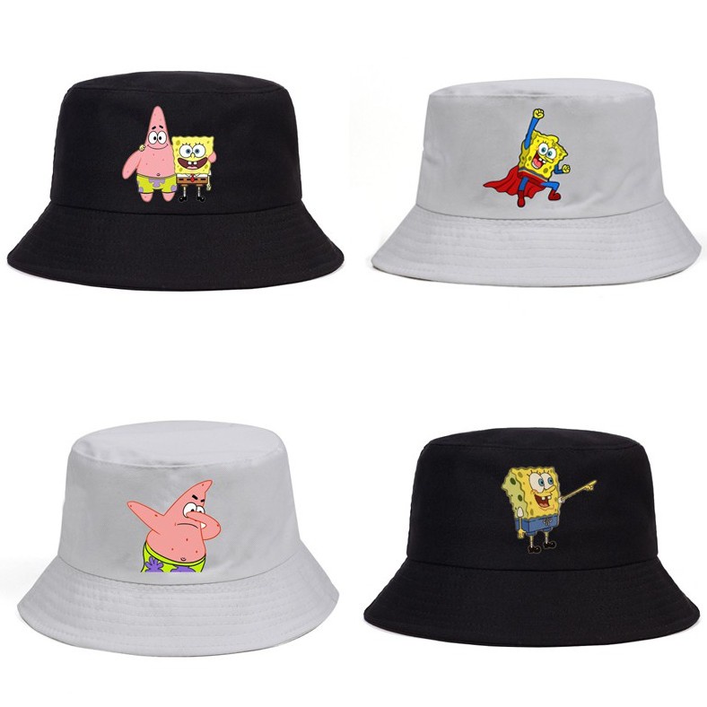 Topi Bucket Pria / Wanita Motif Anime Spongebob Patrick Star Squidward Tentakel Untuk Musim Panas / Pantai