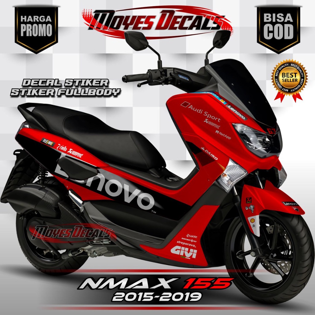 Stiker Decal Nmax 155 Old Fullbody Motif Lenovo warna Merah