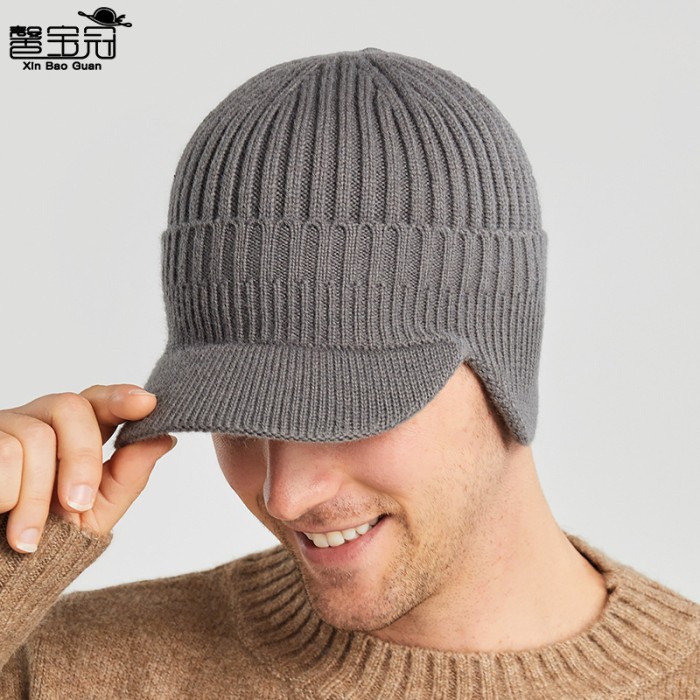 Kupluk Topi Rajut Wool Keren dengan Penghangat telinga