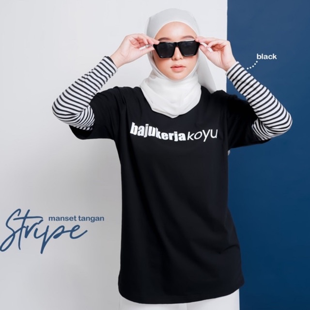 Koyu Hijab Manset Tangan Stripe Best Seller