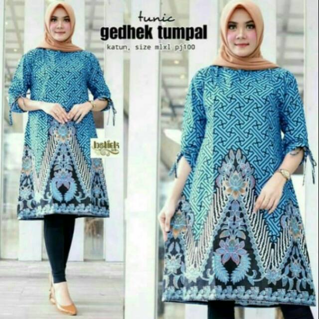 Tunik Batik Motif Gedhek Tumpal Terviral di SHOPPE TUNIC NAVBOR YELBOR WHITBOR CREAMBOR TUNIK BATIK MODERN