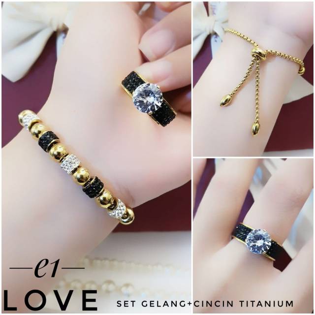 Titanium gelang dan cincin 1419h