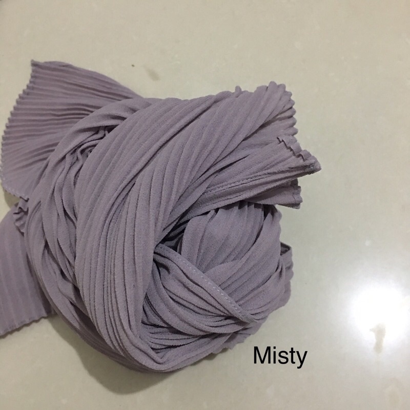 [TANPA GARIS TENGAH] FULL PLISKET PASHMINA pashmina plisket ceruty babydoll pasmina plisket-Misty