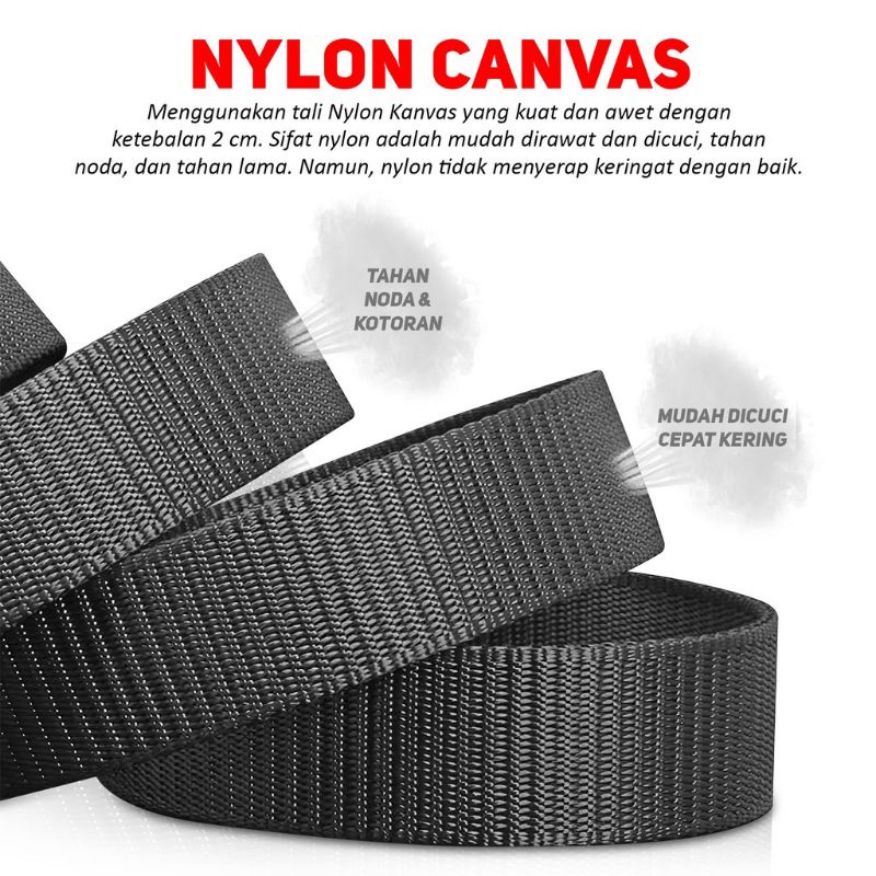 Ikat Pinggang Pria Canvas Kain Nylon Men Belt Nylon Canvas Anti Metal Detector - YH008