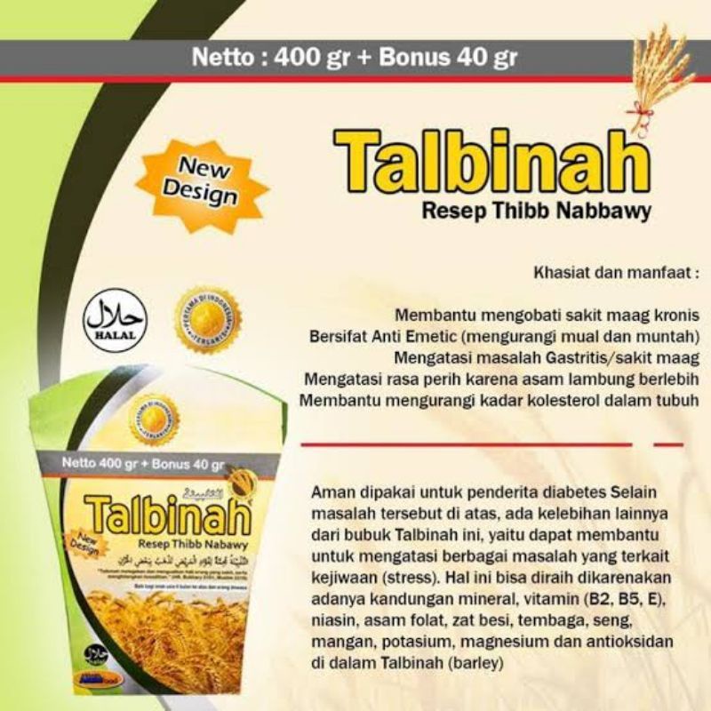 TALBINAH 400 gram Tepung Talbinah Terapi Maag - Asam Lambung - Pencernaan