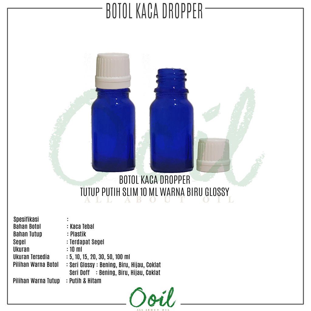  Botol Kosong  Dropper Kaca Tebal Tutup Putih Slim 15 ml 