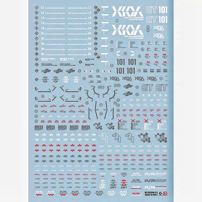 Berkualitas Mg Freedom Gundam 2.0 Water Decal Evo Simp Decal Bergaransi