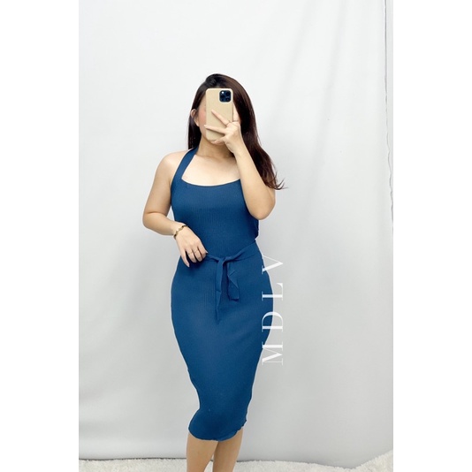 MDLV ~ 0350# Agatha Knitted Halter Bodycon Dress Bo