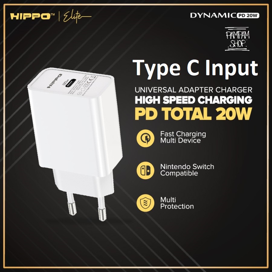 Hippo Adaptor Charger Dynamic 20W Type C Input Quick Charge Fast Charging Original Ori Adapter