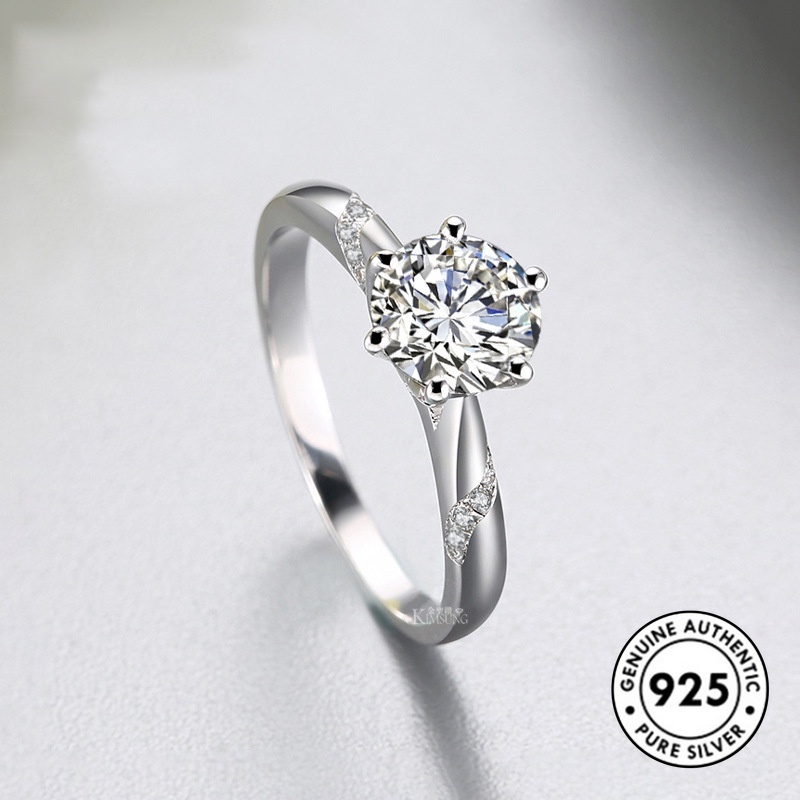 Cincin Bahan S925 Silver Aksen Berlian Untuk Wanita