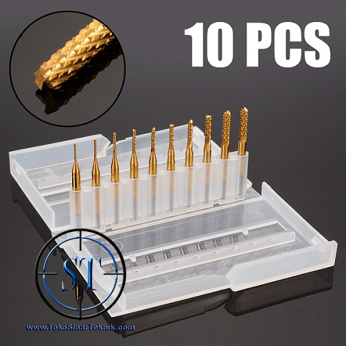 10pcs Mata Bor Ukir Carbide Titanium Coate And Mil CNC PCB Rotary Burrs Micro PCB Mini Drill router Tebal