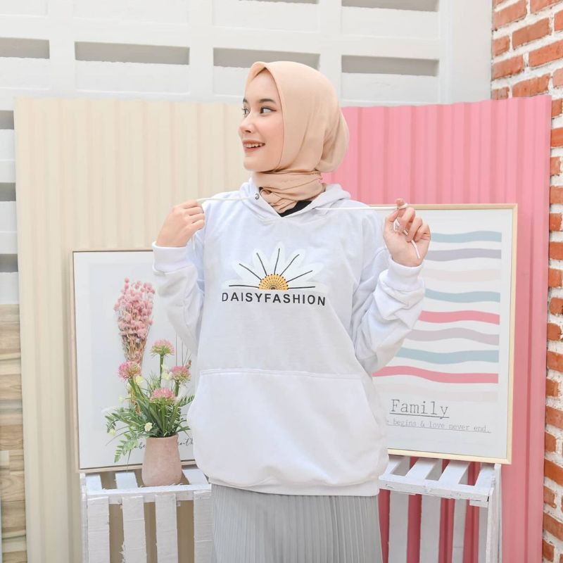DAISY FASHION Sweater Hoodie Wanita Bahan Fleece-3
