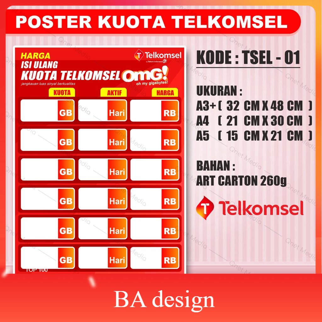 

POSTER KONTER DAFTAR HARGA ISI ULANG KUOTA SIMPATI (CUSTOM) BA Design