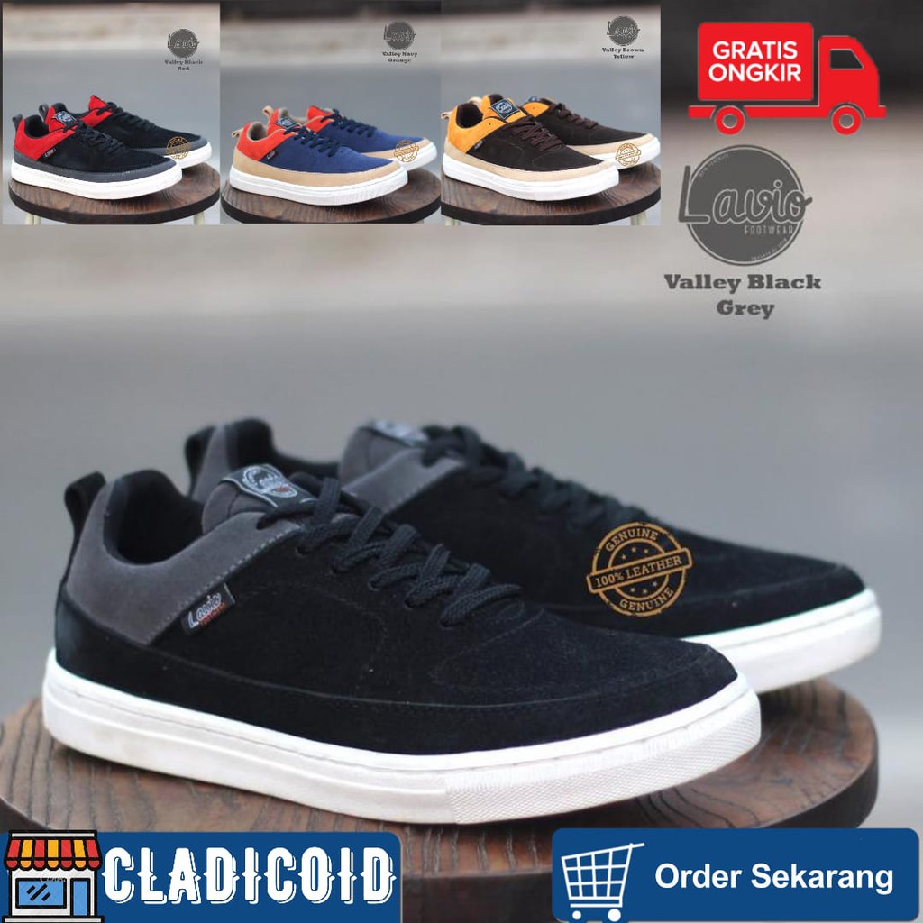 SEPATU SNEAKERS PRIA KULIT ASLI PREMIUM LAVIO VALLEY ORIGINAL SNEAKERS SANTAI OUTDOUR, JALAN