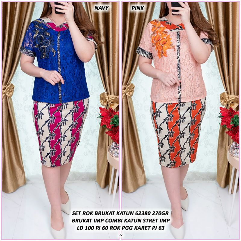 SET ROK BRUKAT KATUN A62380 /dress natal/dress gereja