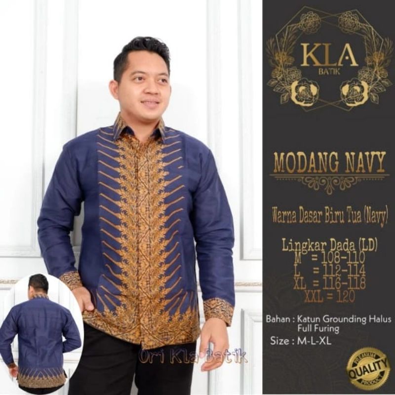 MODANG NAVY BATIK PRIA LENGAN PANJANG