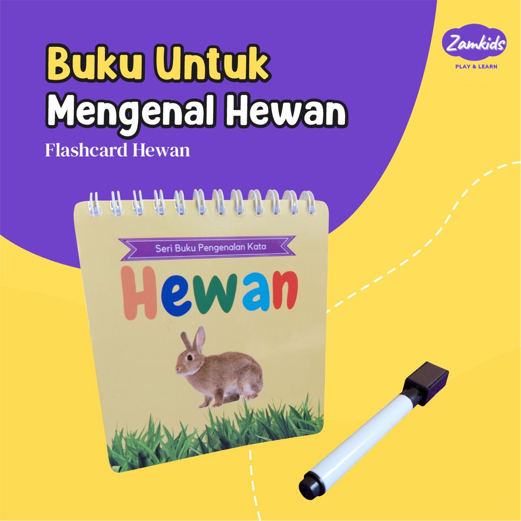 BUKU MAINAN EDUKASI FLASHCARD BELAJAR MENULIS PENGENALAN KATA HEWAN ANAK BAYI BALITA