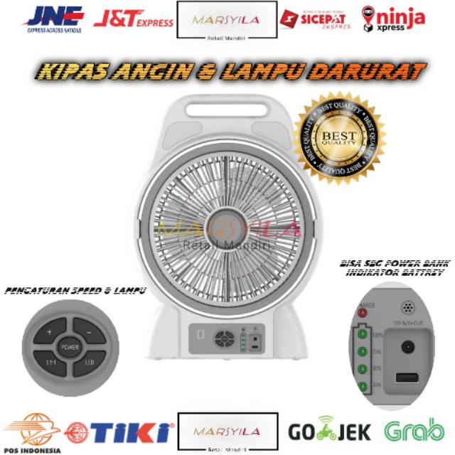 KIPAS ANGIN LAMPU DARURAT 12 INC | EMERGENCY FAN LAMP | KIPAS PORTABLE KRISBOW