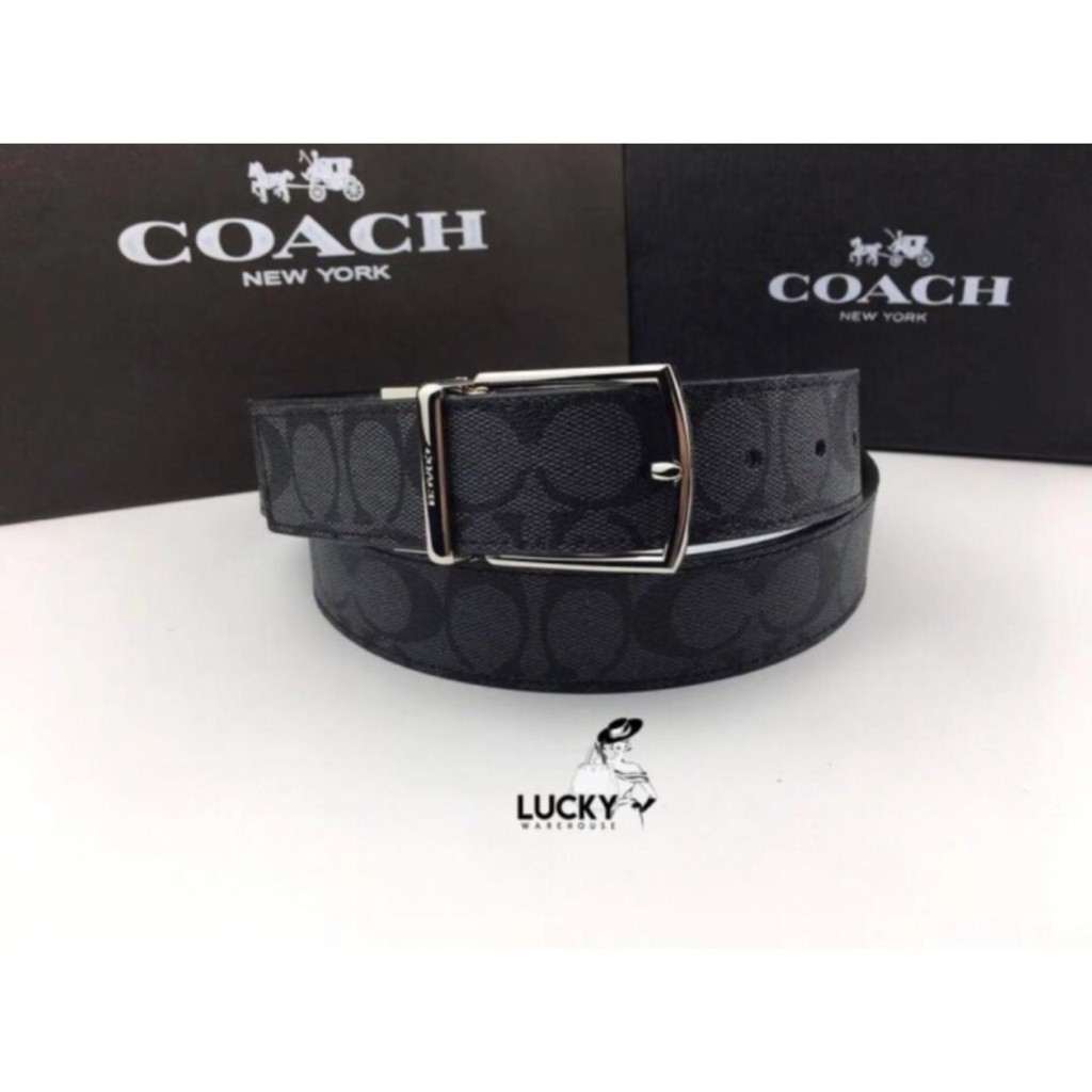 Coach Reversible Signature Leather Belt Black Matte - ORIGINAL 100%