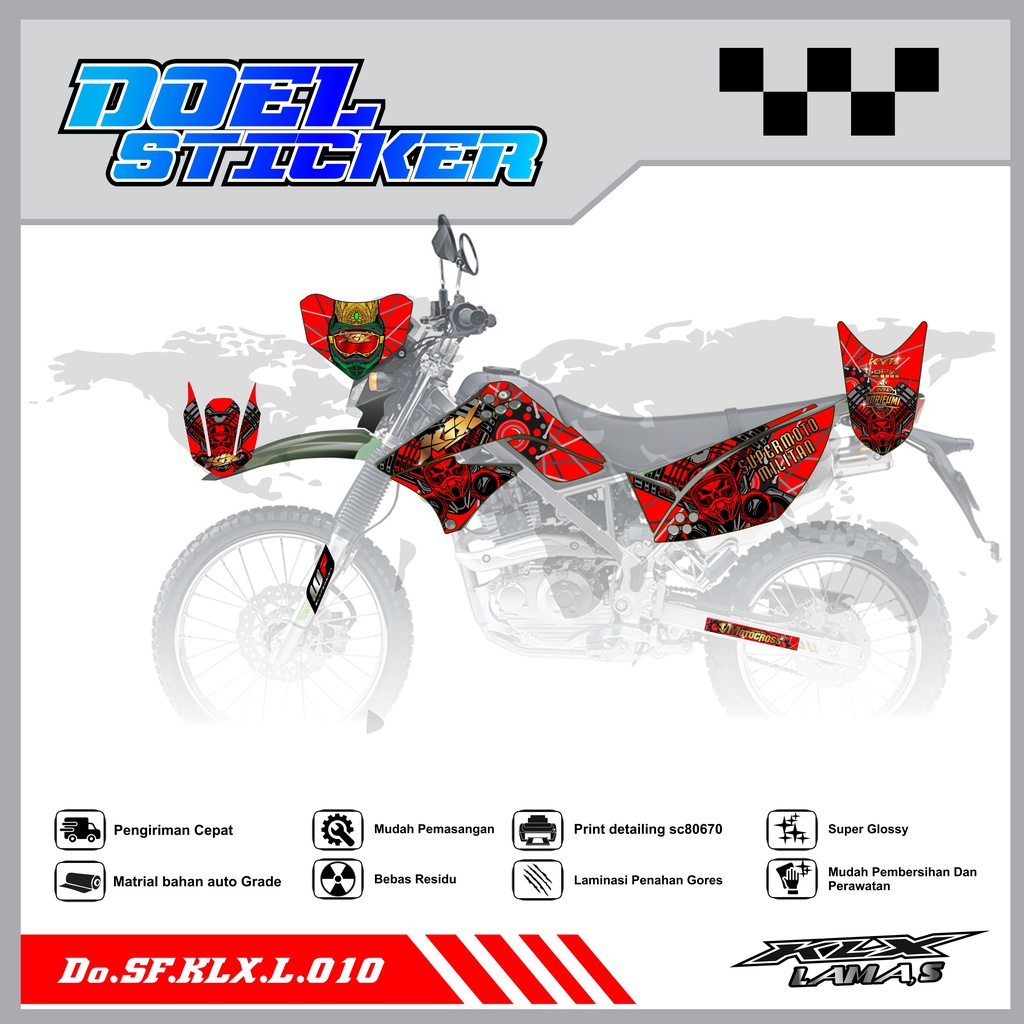 Sticker Striping Honda KLX L , S Lama List Variasi Hologram , Crome Doel 010