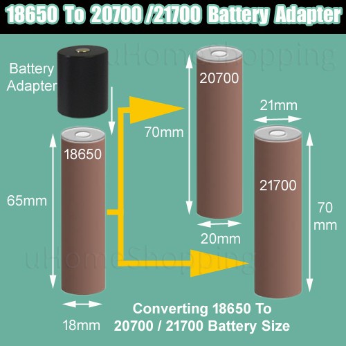 Baterai Adapter 18650 to 21700 / 20700 | batre adaptor ke battery