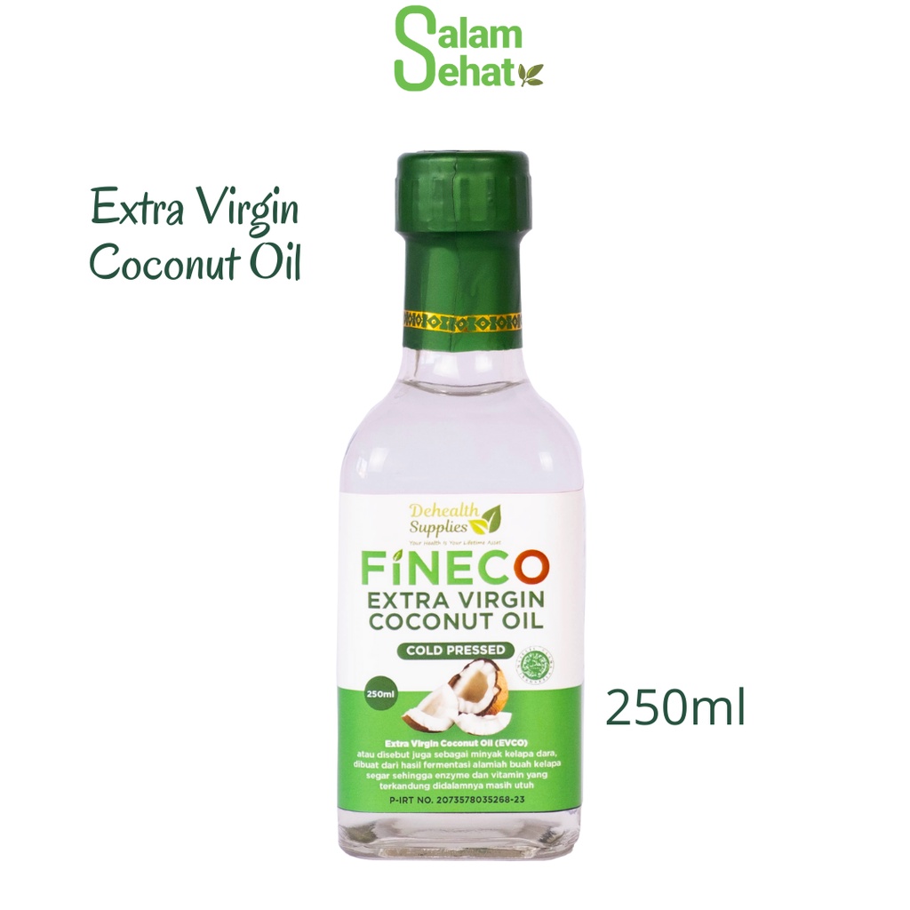 

FINECO Extra Virgin Coconut Oil(EVCO/VCO)Dehealth /Minyak Kelapa Dara Murni 250ml Kemasan Botol Kaca