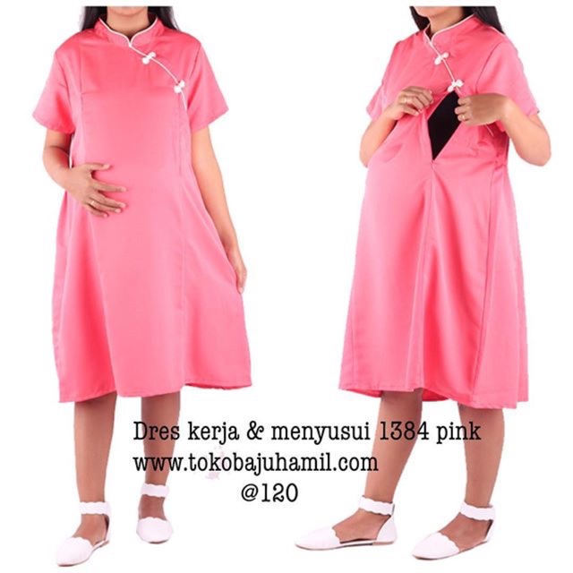 Baju hamil dres 1384 pink