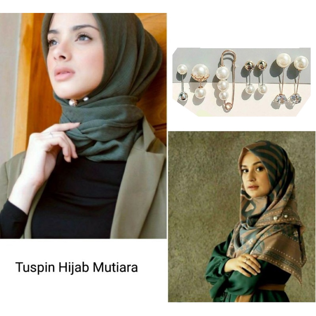 Tuspin PENITI TUSUK Jarum HIJAB Bros Set Tusuk Mutiara Pin Tutup Brooch Aksesoris Jilbab Pakaian