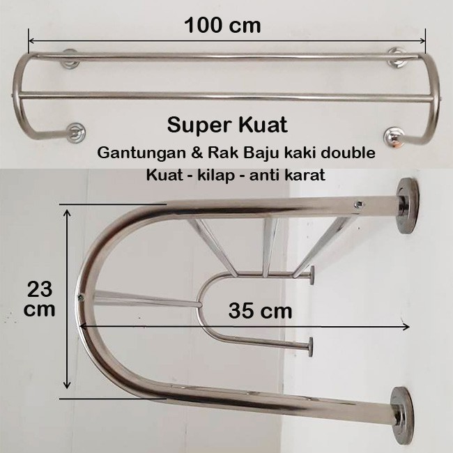 Gantungan super kuat Stainless Steel, 100cm