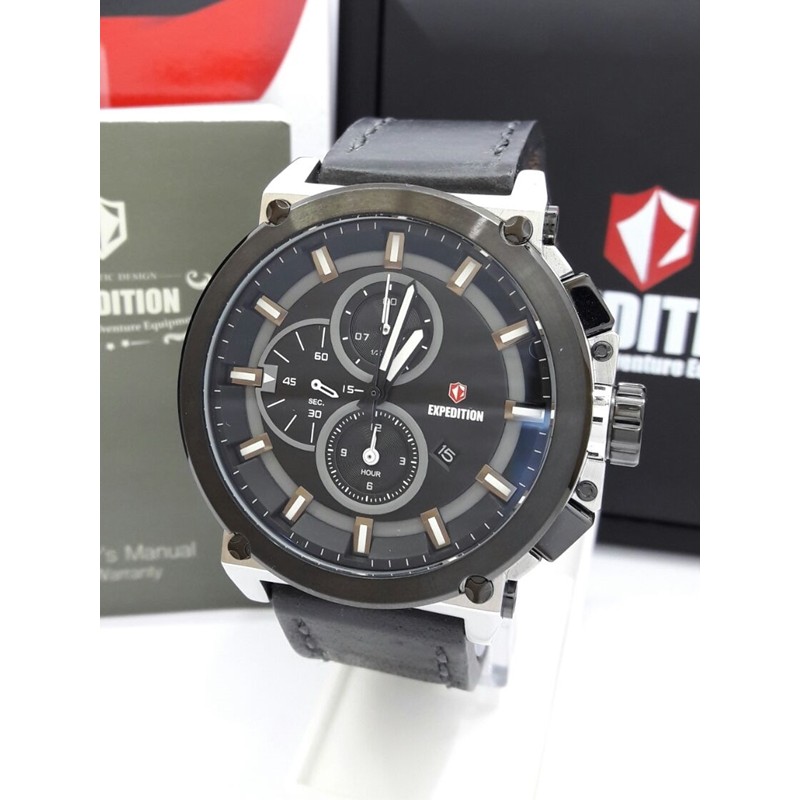 Jam Tangan Pria Expedition E 6612 M BLSVBL Original Kulit