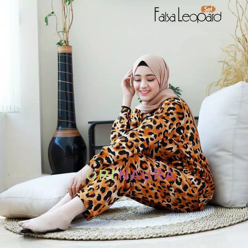 egafashion - LEOPARD ONE SET / SETELAN VISCOSE LEOPARD /  SETELAN PIYAMA PAJAMAS MACAN
