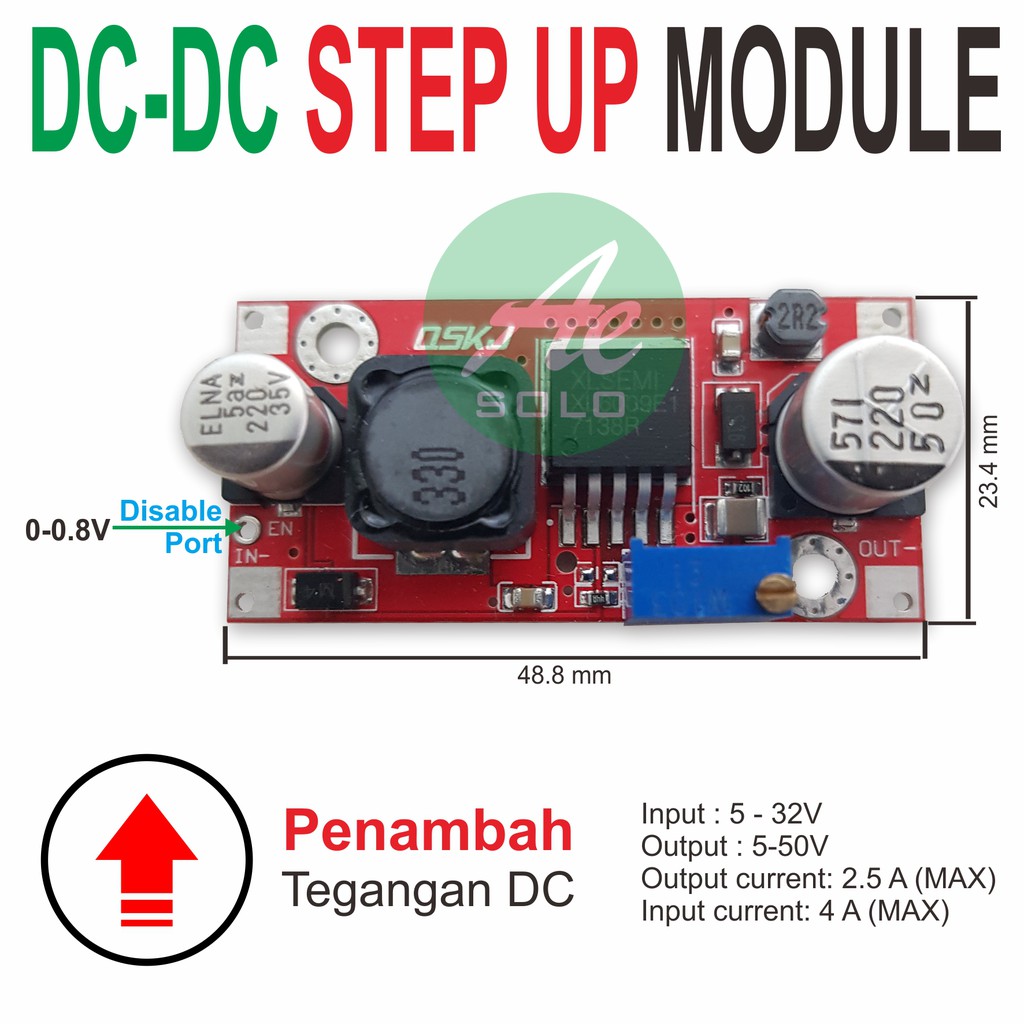 XL6009 Adjustable DC-DC Step-UP Boost Power Module PCB Merah Penaik Tegangan dc