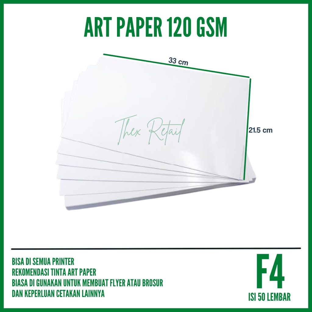 

Kertas Art Paper F4 120 gr isi 50 lembar / Art Paper F4 120 gsm