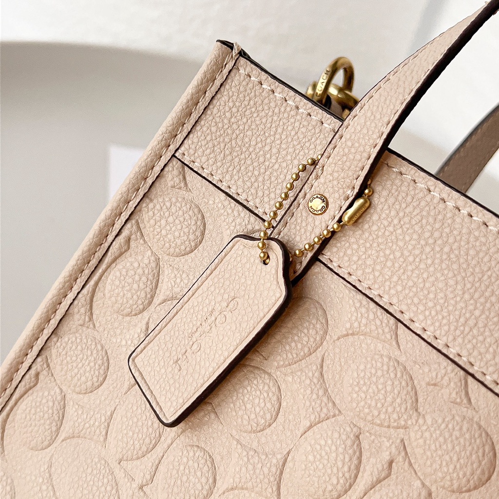 [Instant/Same Day]COACH  4829 Women's FIELD apricot 22cm embossed tote bag shoulder bag messenger bag handbag  ttb