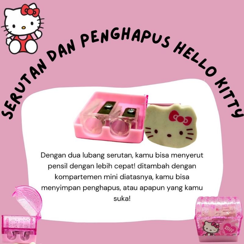 

Serutan / Rautan dan Penghapus Pensil 2 in 1 Hello Kitty