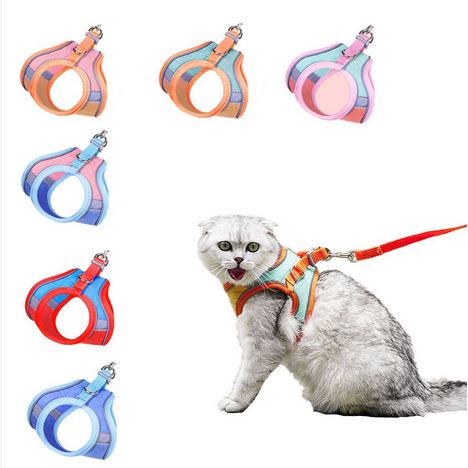 Premium Tali Tuntun Badan Kitten, Anak Kucing, Kucing, Puppy dan Anjing Kecil / Dog Cat Leash Harness with Reflective Strap Pet Vest