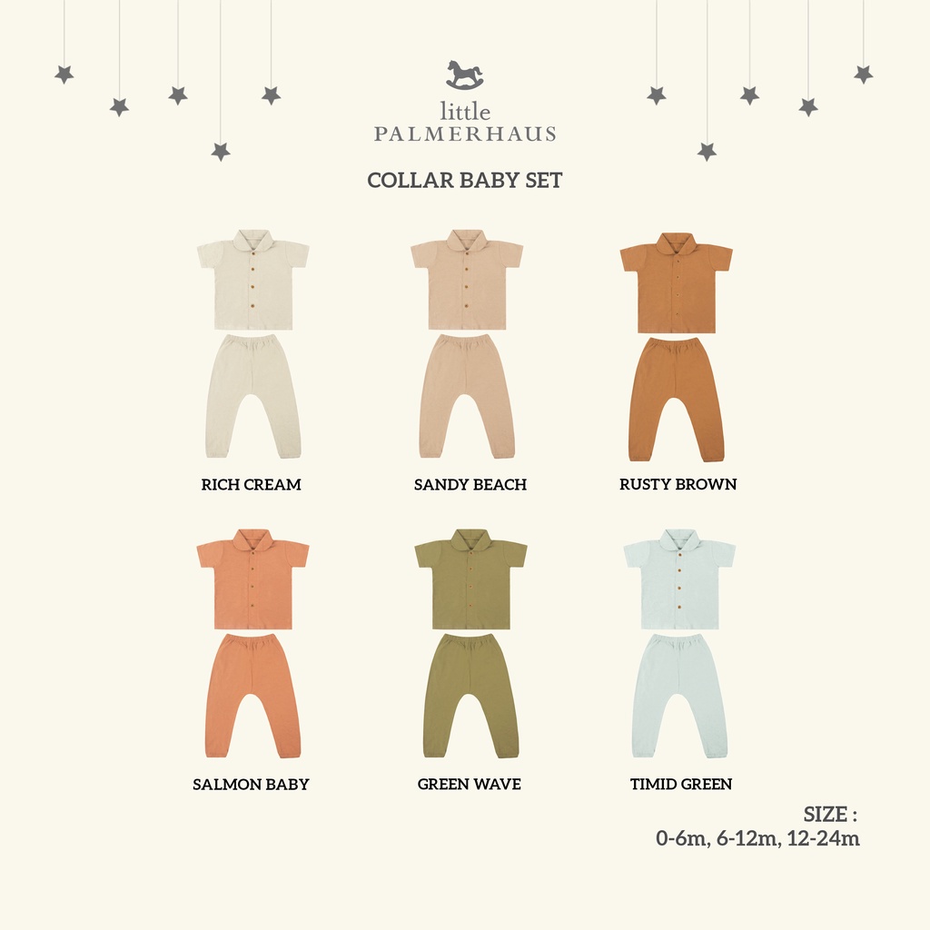 Baju Bayi Setelan Piyama Baju Tidur Anak 0-24 Bulan Palmerhaus Collar Baby Set