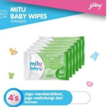 Tissue/Tissu/Tisu Basah Mitu Baby Sachet Mini 4 sheet