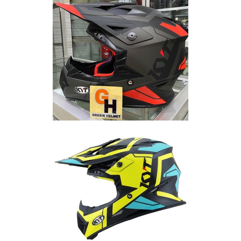 KYT JUMPSHOT SERI 3 BLACK MATT GUNMETAL RED | HELM KYT CROSS