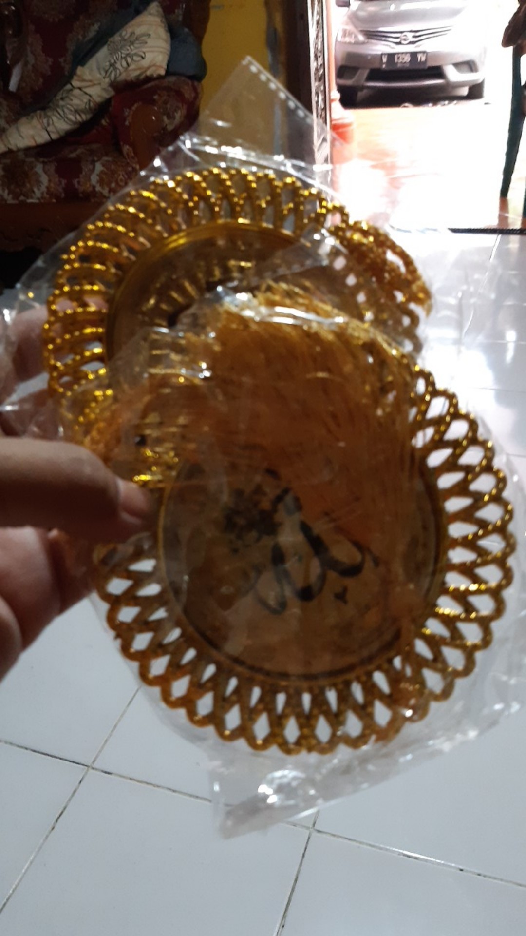 Souvenir Kaligrafi Hanging Plate Allah-muhammad 1 Set Gold (12439)