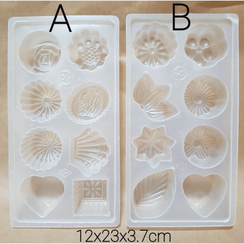 Cetakan Jelly Agar Pudding Coklat Es Batu Lubang 8 Karakter Buah Bunga Bahan Plastik Preloved