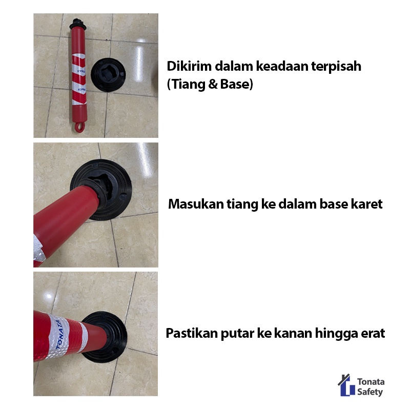 Stick Cone T Top Bollard / Pembatas Jalan PVC Rubber Tonata