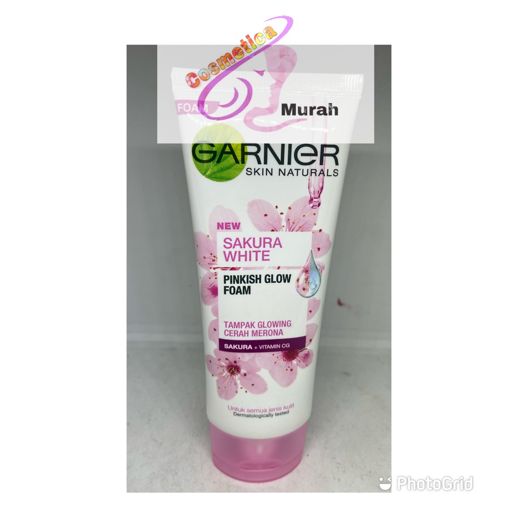 New pack !! 100 ml - garnier sakura white pinkis glow foam 100 ml - cuci muka garnier sakura white whip foam