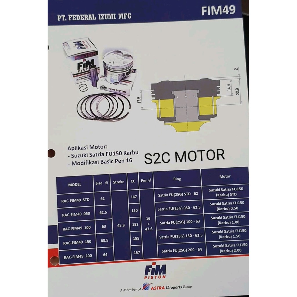 Piston Kit Satria FU Fim
