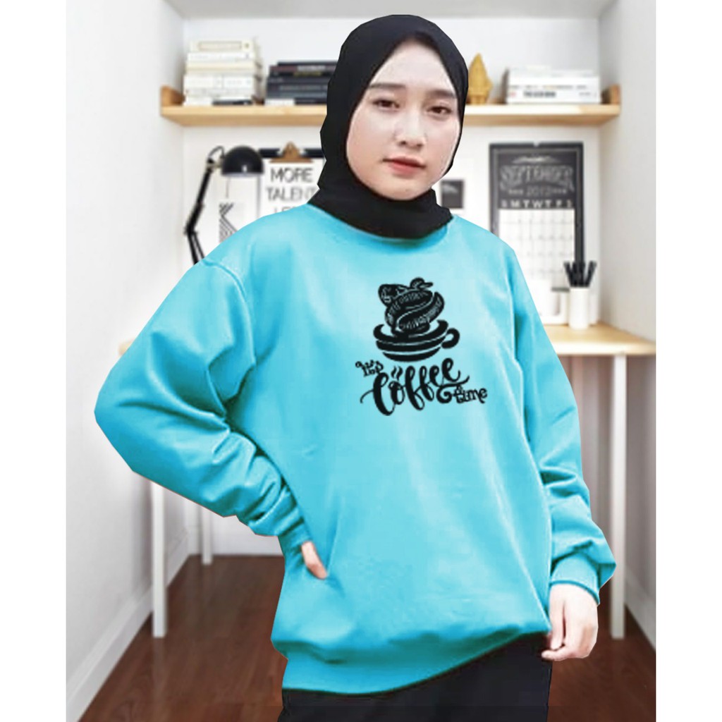 Kaos Lengan Panjang kepala coffee time / Kaos Sweatshirt / Atasan Wanita / Atasan Wanita Lengan Panjang