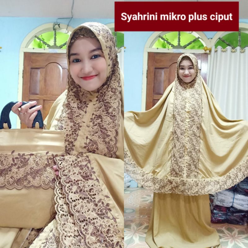 MUKENA SYAHRINI SITI KHODIJAH MIKRO PLUS CIPUT BORDIR 2 WARNA DEWASA / MUKENA SETELAN / MUKENA PUTUS