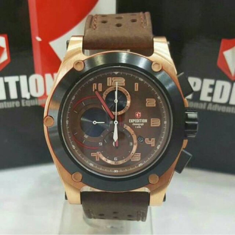 JAM TANGAN PRIA EXPEDITION 6395 NMCLIPBA HITAM ROSEGOLD ORIGINAL